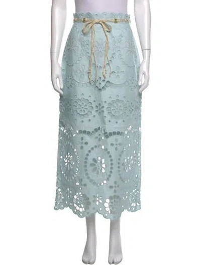 Pre-owned Zimmermann Linen Long Skirt W/ Tags In Blue