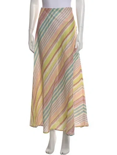 Pre-owned Zimmermann Linen Long Skirt W/ Tags In Multi