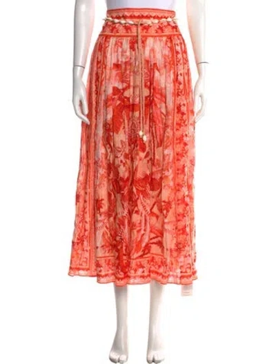 Pre-owned Zimmermann Linen Long Skirt W/ Tags In Multi