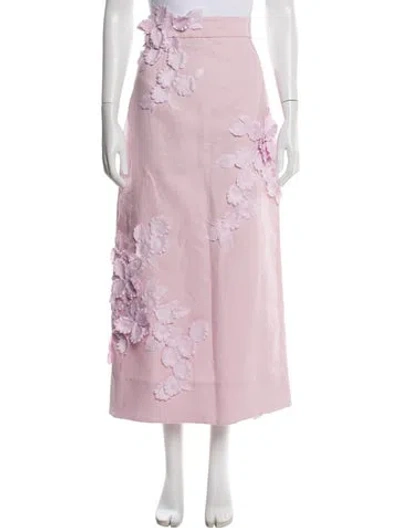 Pre-owned Zimmermann Linen Long Skirt W/ Tags In Pink
