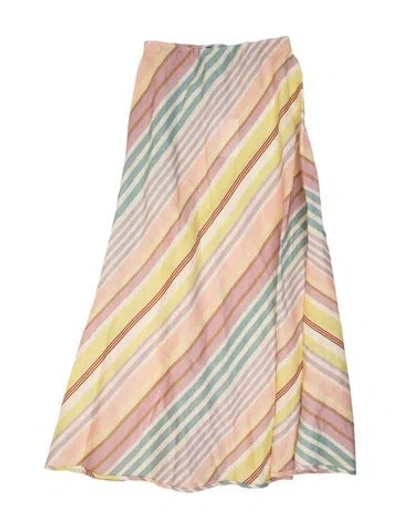 Pre-owned Zimmermann Linen Long Skirt W/ Tags In Pink