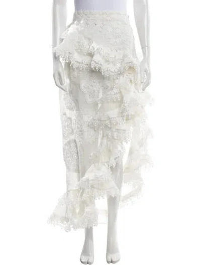 Pre-owned Zimmermann Linen Long Skirt W/ Tags In White