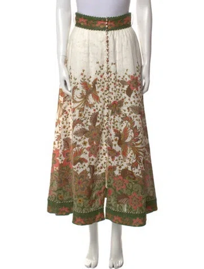 Pre-owned Zimmermann Linen Long Skirt In White