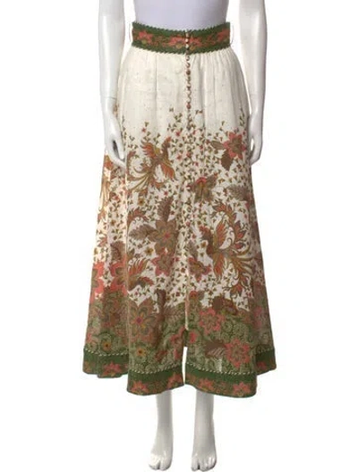 Pre-owned Zimmermann Linen Long Skirt In White
