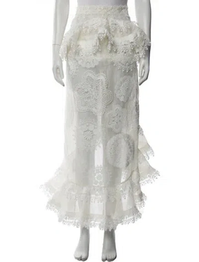 Pre-owned Zimmermann Linen Long Skirt In White