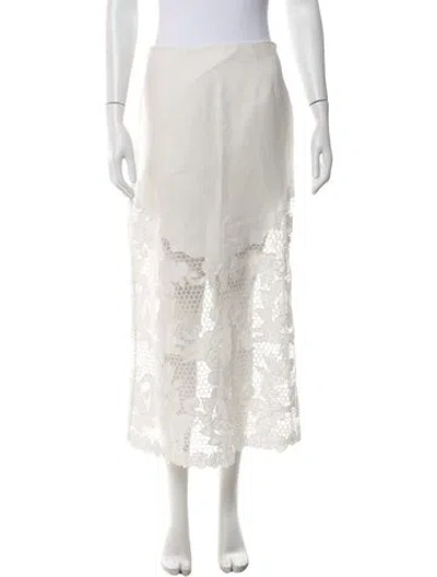 Pre-owned Zimmermann Linen Long Skirt In White