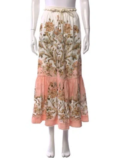 Pre-owned Zimmermann Linen Long Skirt In White