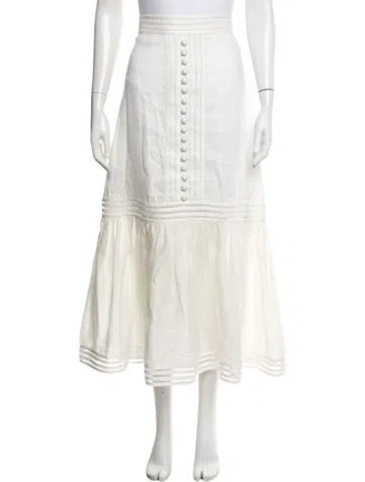 Pre-owned Zimmermann Linen Long Skirt In White