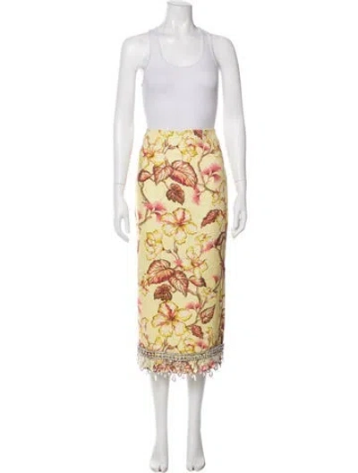 Pre-owned Zimmermann Linen Long Skirt In Yellow