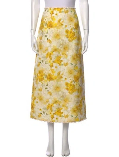 Pre-owned Zimmermann Linen Long Skirt In Yellow
