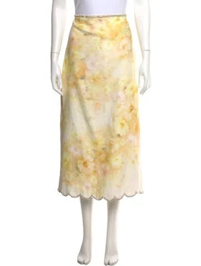Pre-owned Zimmermann Linen Long Skirt In Yellow