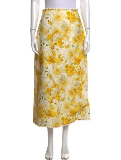 Pre-owned Zimmermann Linen Long Skirt In Yellow