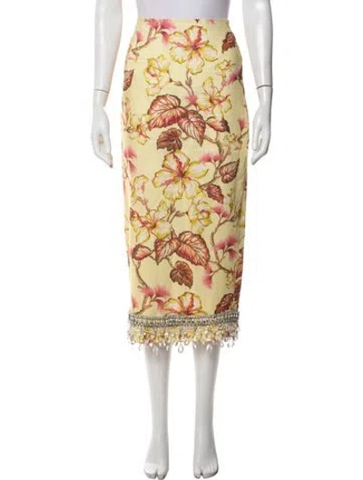 Pre-owned Zimmermann Linen Long Skirt In Yellow