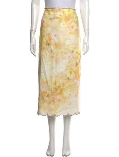 Pre-owned Zimmermann Linen Long Skirt In Yellow