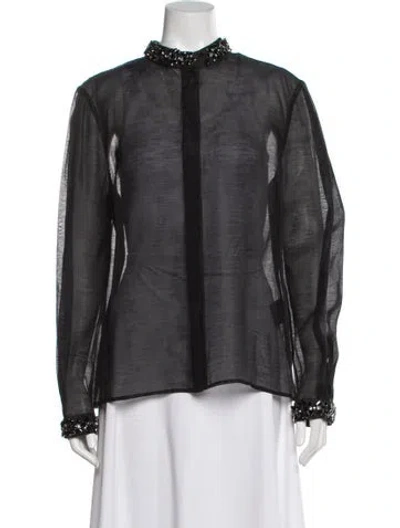 Pre-owned Zimmermann Linen Long Sleeve Blouse In Gray