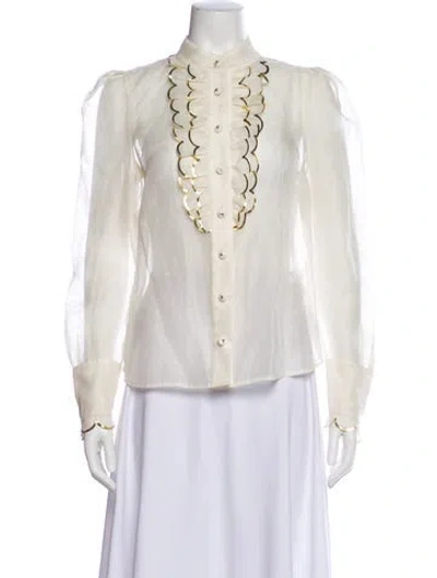 Pre-owned Zimmermann Linen Long Sleeve Blouse In Neutral