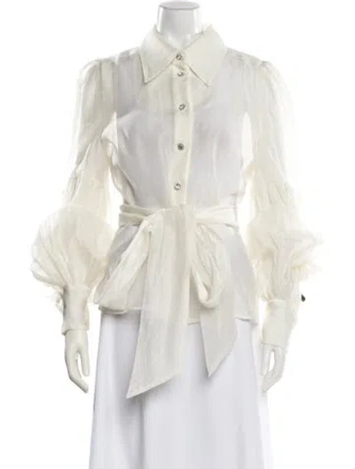 Pre-owned Zimmermann Linen Long Sleeve Blouse In Neutral