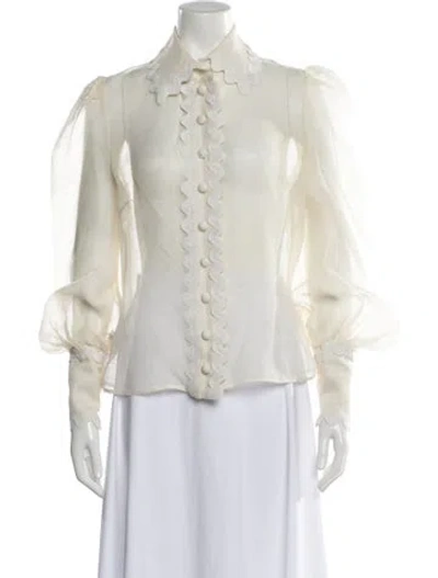 Pre-owned Zimmermann Linen Long Sleeve Blouse In Neutral