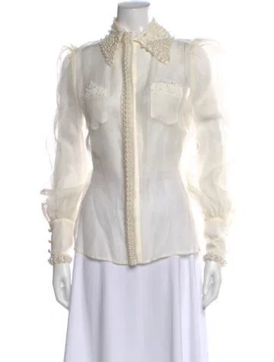 Pre-owned Zimmermann Linen Long Sleeve Blouse In Neutral