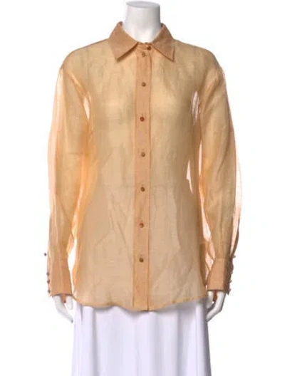 Pre-owned Zimmermann Linen Long Sleeve Blouse In Neutral