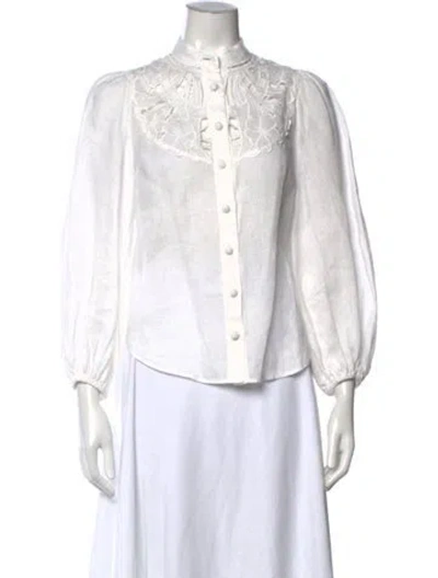 Pre-owned Zimmermann Linen Long Sleeve Blouse In Neutral