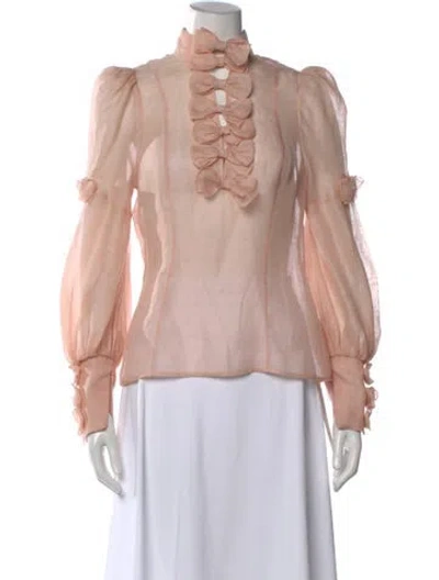 Pre-owned Zimmermann Linen Long Sleeve Blouse In Pink