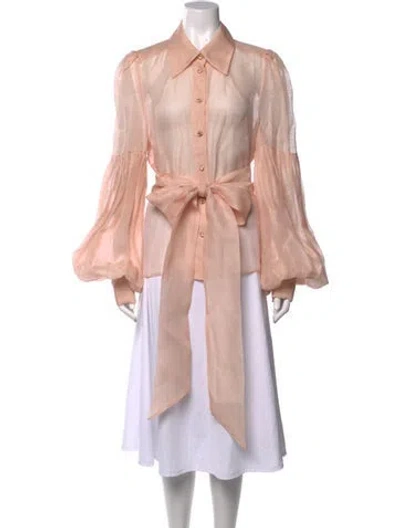 Pre-owned Zimmermann Linen Long Sleeve Blouse In Pink