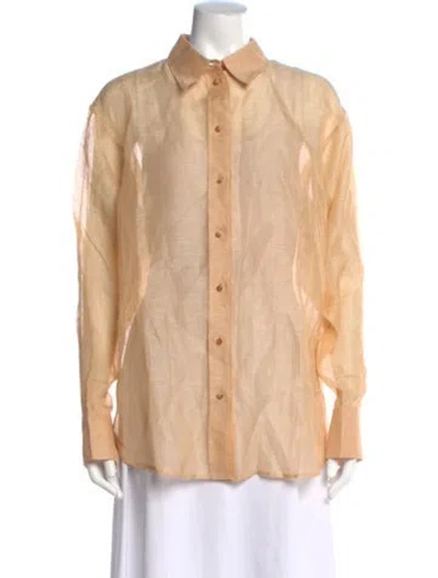 Pre-owned Zimmermann Linen Long Sleeve Blouse W/ Tags In Neutral