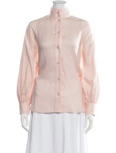 Pre-owned Zimmermann Linen Long Sleeve Blouse W/ Tags In Pink