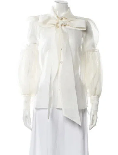 Pre-owned Zimmermann Linen Long Sleeve Blouse W/ Tags In White