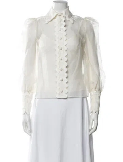 Pre-owned Zimmermann Linen Long Sleeve Blouse W/ Tags In White