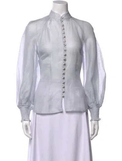 Pre-owned Zimmermann Linen Long Sleeve Blouse W/ Tags In White
