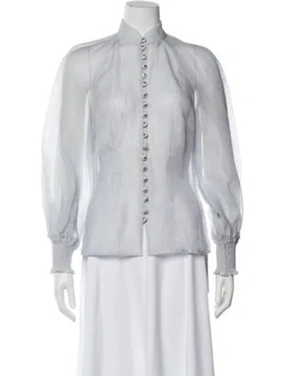Pre-owned Zimmermann Linen Long Sleeve Blouse In White