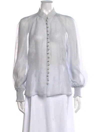 Pre-owned Zimmermann Linen Long Sleeve Blouse In White