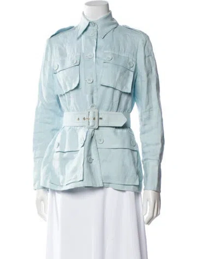 Pre-owned Zimmermann Linen Long Sleeve Top In Blue