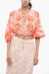 ZIMMERMANN LINEN LYRE BLOUSE WITH PUFFED SLEEVES