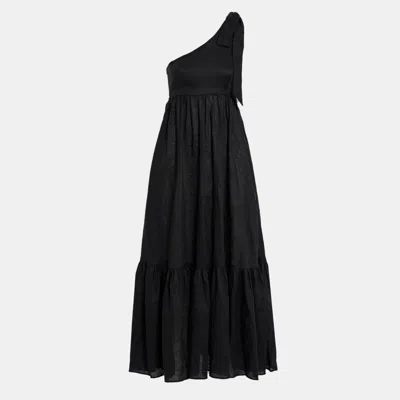 Pre-owned Zimmermann Linen Maxi Dress 1 In Black