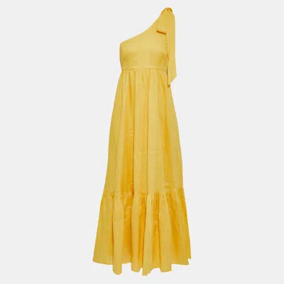 Pre-owned Zimmermann Linen Maxi Dress Au 3 In Yellow