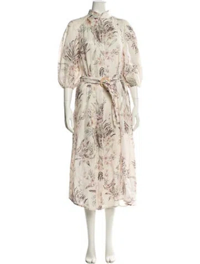 Pre-owned Zimmermann Linen Maxi Dress In Neutral