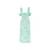 Zimmermann High Tide Frilled Midi Dress Aqua Ikat Floral In Blue