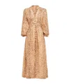 Zimmermann Cascadian Leopard Print Long Sleeve Linen Midi Dress In Brown