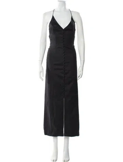 Pre-owned Zimmermann Linen Midi Length Dress In Black