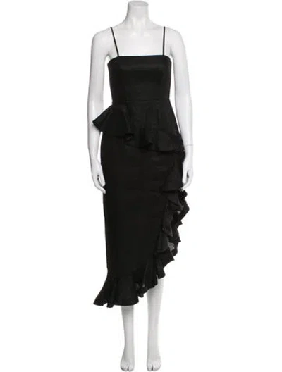 Pre-owned Zimmermann Linen Midi Length Dress In Black