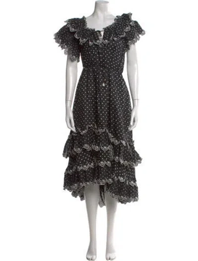 Pre-owned Zimmermann Linen Midi Length Dress In Black