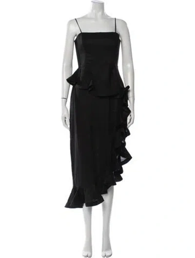 Pre-owned Zimmermann Linen Midi Length Dress In Black
