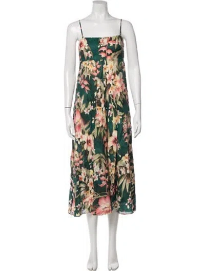 Pre-owned Zimmermann Linen Midi Length Dress In Black