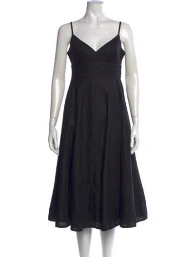 Pre-owned Zimmermann Linen Midi Length Dress In Black