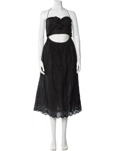 Pre-owned Zimmermann Linen Midi Length Dress In Black