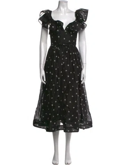 Pre-owned Zimmermann Linen Midi Length Dress In Black