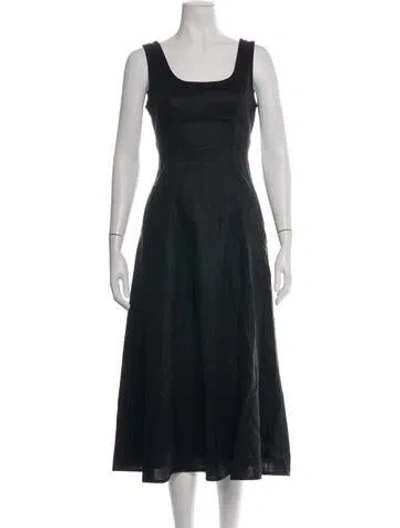Pre-owned Zimmermann Linen Midi Length Dress In Black